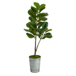 Nearly Natural T2577 4` Fiddle Leaf Fig Artificial Tree in Metal Planter