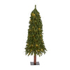 Nearly Natural 4` Grand Alpine Artificial Christmas Tree with 100 Clear Lights and 361 Bendable Branches on Natural Trunk