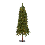 Nearly Natural 4` Grand Alpine Artificial Christmas Tree with 100 Clear Lights and 361 Bendable Branches on Natural Trunk