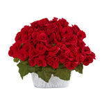 Nearly Natural Begonia Artificial Arrangement in Decorative Planter