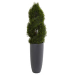 Nearly Natural 5619 4.5' Artificial Green Double Pond Cypress Spiral Tree in Cylinder Planter, UV Resistant (Indoor/Outdoor)