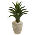Nearly Natural 8110 3' Artificial Green Agave Plant in Sand Colored Planter