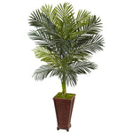 Nearly Natural 5992 5' Artificial Green Golden Cane Palm Tree in Decorative Planter