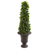 Nearly Natural 9931 40" Artificial Green Sweet Bay Cone Topiary Tree in Decorative Brown Urn