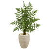 Nearly Natural 9051 3.5' Artificial Green Ruffle Fern Palm Tree in Sand Colored Planter