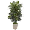 Nearly Natural P1052 53" Artificial Green Areca Palm Plant in Sand Colored Planter