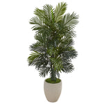 Nearly Natural P1052 53" Artificial Green Areca Palm Plant in Sand Colored Planter