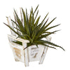 Nearly Natural 8866 11" Artificial Green Aloe Succulent Plant in Chair Planter