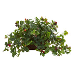Nearly Natural 8214 16" Artificial Green Raspberry Plant in Decorative Planter