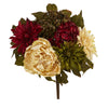 Nearly Natural 16`` Peony, Hydrangea and Dahlia Artificial Flower Bouquet (Set of 2)