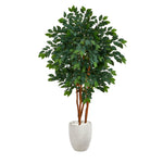 Nearly Natural T1394 57`` Sakaki Artificial Tree in White Planters