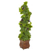 Nearly Natural 6487 4' Artificial Green Grape Plant in Square Metal Planter