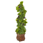 Nearly Natural 6487 4' Artificial Green Grape Plant in Square Metal Planter