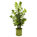 Nearly Natural 9567 38" Artificial Green Zamioculcas Plant in Green Planter