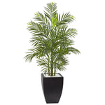 Nearly Natural 5955 4.5' Artificial Green Areca Palm Tree with Black Wash Planter, UV Resistant (Indoor/Outdoor)