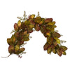 Nearly Natural 6` Autumn Magnolia Leaf and Berries Artificial Garland