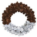 Nearly Natural 4181 20" Frosted White & Brown Pine Cone Wreath