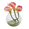 Nearly Natural 9 Calla Lily Artificial Arrangement in Rounded Glass Vase