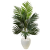 Nearly Natural 5988 4.5' Artificial Green Kentia Palm Tree in White Oval Planter