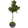 Nearly Natural 9660 54" Artificial Green & Yellow Magnolia Tree in Metal Bowl