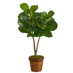 Nearly Natural T2573 33`` Fiddle Leaf Fig Artificial Tree in Basket
