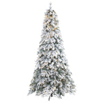 Nearly Natural 8` Flocked Vermont Mixed Pine Artificial Christmas Tree with 600 LED Lights