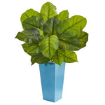 Nearly Natural 6482 3' Artificial Green Real Touch Large Leaf Philodendron Plant in Turquoise Planter 