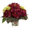 Nearly Natural 1380 Green & Burgundy Hydrangea Arrangement