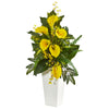 Nearly Natural 1763 39" Calla Lily, Forsythia & Mixed Greens Artificial Arrangement