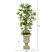 Nearly Natural T2520 4.5` Bamboo Palm Artificial Tree in Sand Finished Urn