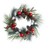 Nearly Natural W1267 24`` Artificial Christmas Wreath with Red Ornaments