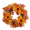 Nearly Natural W1186 28`` Sunflower, White Berries and Pinecones Artificial Fall Wreath