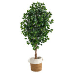 Nearly Natural T2892 6` Ficus Artificial Tree with Natural Jute and Cotton Planters