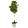 Nearly Natural 9565 67" Artificial Green Real Touch Rubber Tree in Planter