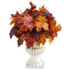 Nearly Natural 20``Autumn Maple Leaf and Berries Artificial Plant in White Urn
