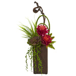 Nearly Natural Tropical & Succulent Artificial Arrangement in Brown Vase