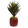 Nearly Natural 5652 Artificial Green Agave Plant in Red Planter