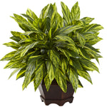 Nearly Natural 6835 19.5" Artificial Green Tradescantia with Wooden Hexagon Planter