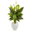 Nearly Natural 9448 49" Artificial Green Real TouchSpathiphyllum Plant in White Planter 