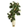 Nearly Natural 33``Magnolia Artificial Plant in Cream Planter with Gold Base
