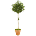 Nearly Natural 9233 5' Artificial Green Olive Topiary Tree in Terra Cotta Planter