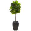 Nearly Natural T1162 4.5' Artificial Green Real Touch Fiddle Leaf Tree in Black Planter 