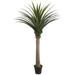 Nearly Natural 6335 6.5' Artificial Green Yucca Cane Plant in Black Pot