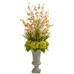 Nearly Natural Cherry Blossom & Hydrangeas Artificial Arrangement in Urn