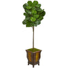 Nearly Natural 9255 6' Artificial Green Fiddle Leaf Tree in Decorative Planter