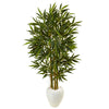 Nearly Natural 5809 5.5' Artificial Green Bamboo Tree in White Oval Planter