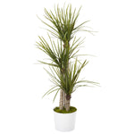 Nearly Natural T1051 56" Artificial Green Yucca Tree in Tin White Planter