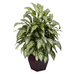 Nearly Natural Silver Queen w/Decorative Planter Silk Plant