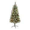 Nearly Natural 5`Frosted Swiss Pine Artificial Christmas Tree with 200 Clear LED Lights and Berries