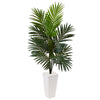 Nearly Natural 5996 4.5' Artificial Green Kentia Palm Tree in White Tower Planter